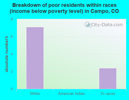 Breakdown of poor residents within races (income below poverty level) in Campo, CO