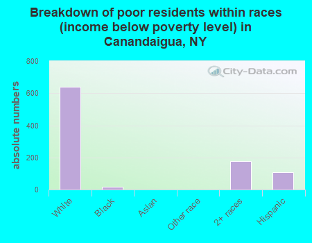 Breakdown of poor residents within races (income below poverty level) in Canandaigua, NY