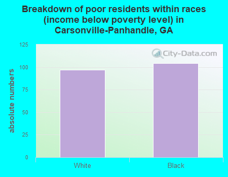 Breakdown of poor residents within races (income below poverty level) in Carsonville-Panhandle, GA