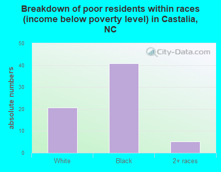 Breakdown of poor residents within races (income below poverty level) in Castalia, NC