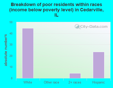 Breakdown of poor residents within races (income below poverty level) in Cedarville, IL