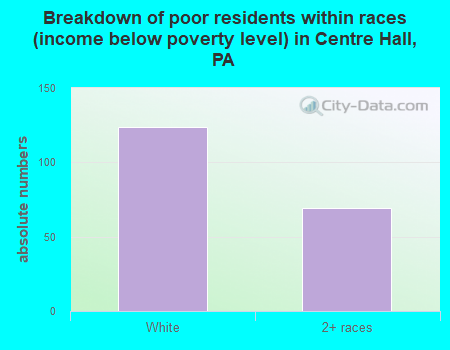Breakdown of poor residents within races (income below poverty level) in Centre Hall, PA