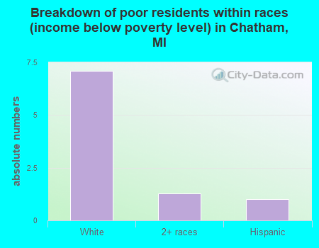 Breakdown of poor residents within races (income below poverty level) in Chatham, MI