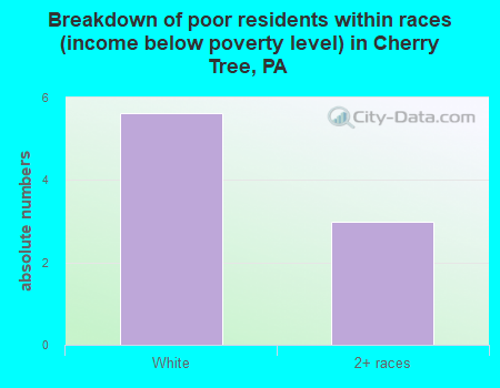 Breakdown of poor residents within races (income below poverty level) in Cherry Tree, PA