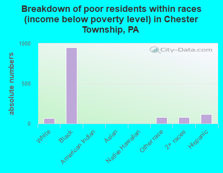 Breakdown of poor residents within races (income below poverty level) in Chester Township, PA
