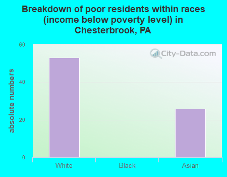 Breakdown of poor residents within races (income below poverty level) in Chesterbrook, PA