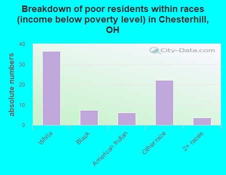 Breakdown of poor residents within races (income below poverty level) in Chesterhill, OH