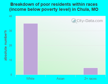 Breakdown of poor residents within races (income below poverty level) in Chula, MO