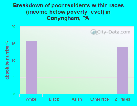 Breakdown of poor residents within races (income below poverty level) in Conyngham, PA