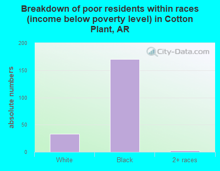 Breakdown of poor residents within races (income below poverty level) in Cotton Plant, AR