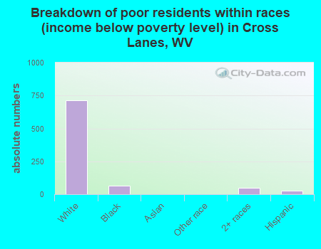 Breakdown of poor residents within races (income below poverty level) in Cross Lanes, WV