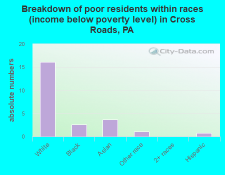 Breakdown of poor residents within races (income below poverty level) in Cross Roads, PA