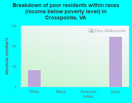 Breakdown of poor residents within races (income below poverty level) in Crosspointe, VA