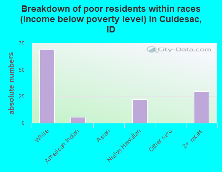 Breakdown of poor residents within races (income below poverty level) in Culdesac, ID