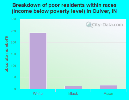 Breakdown of poor residents within races (income below poverty level) in Culver, IN