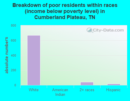 Breakdown of poor residents within races (income below poverty level) in Cumberland Plateau, TN