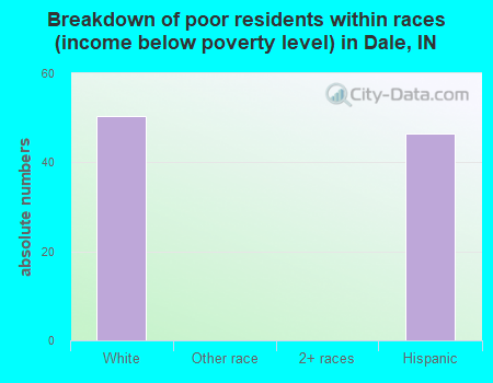 Breakdown of poor residents within races (income below poverty level) in Dale, IN
