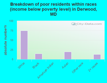Breakdown of poor residents within races (income below poverty level) in Derwood, MD
