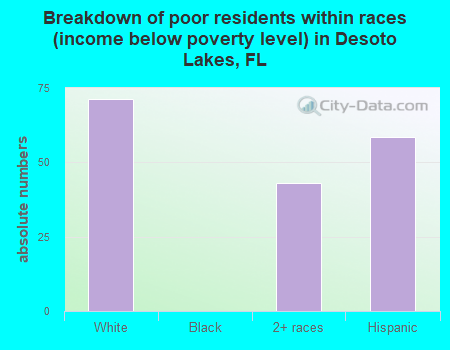 Breakdown of poor residents within races (income below poverty level) in Desoto Lakes, FL
