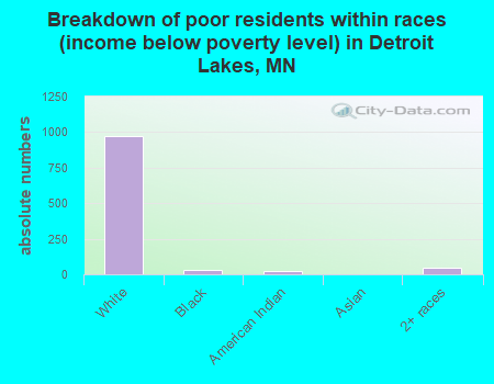 Breakdown of poor residents within races (income below poverty level) in Detroit Lakes, MN