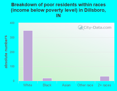 Breakdown of poor residents within races (income below poverty level) in Dillsboro, IN