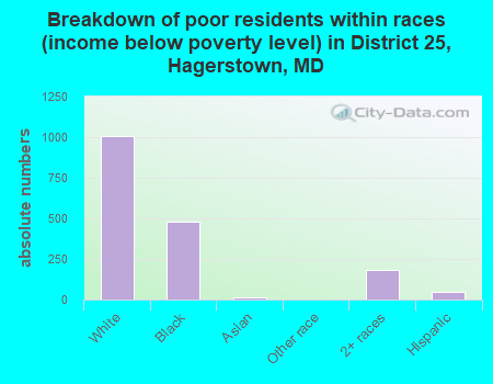 Breakdown of poor residents within races (income below poverty level) in District 25, Hagerstown, MD