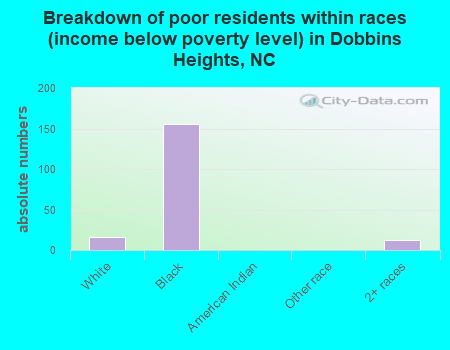 Breakdown of poor residents within races (income below poverty level) in Dobbins Heights, NC
