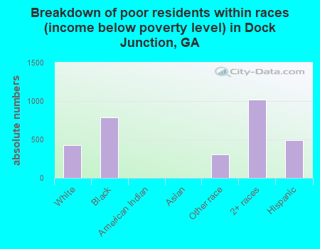 Breakdown of poor residents within races (income below poverty level) in Dock Junction, GA