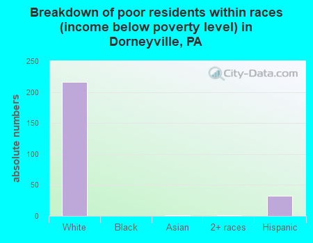 Breakdown of poor residents within races (income below poverty level) in Dorneyville, PA