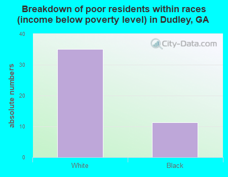 Breakdown of poor residents within races (income below poverty level) in Dudley, GA
