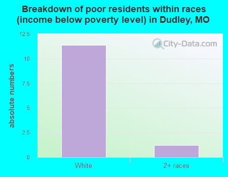 Breakdown of poor residents within races (income below poverty level) in Dudley, MO
