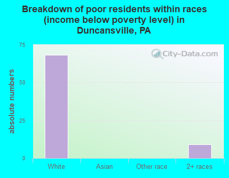 Breakdown of poor residents within races (income below poverty level) in Duncansville, PA