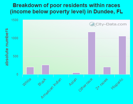Breakdown of poor residents within races (income below poverty level) in Dundee, FL