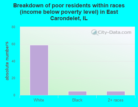 Breakdown of poor residents within races (income below poverty level) in East Carondelet, IL