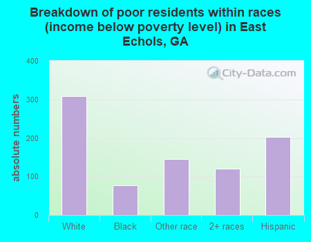 Breakdown of poor residents within races (income below poverty level) in East Echols, GA