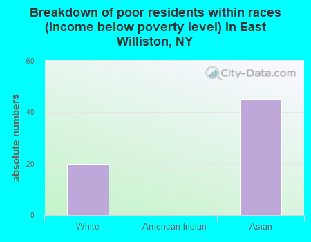 Breakdown of poor residents within races (income below poverty level) in East Williston, NY