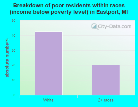 Breakdown of poor residents within races (income below poverty level) in Eastport, MI