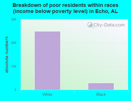 Breakdown of poor residents within races (income below poverty level) in Echo, AL