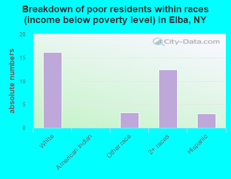 Breakdown of poor residents within races (income below poverty level) in Elba, NY