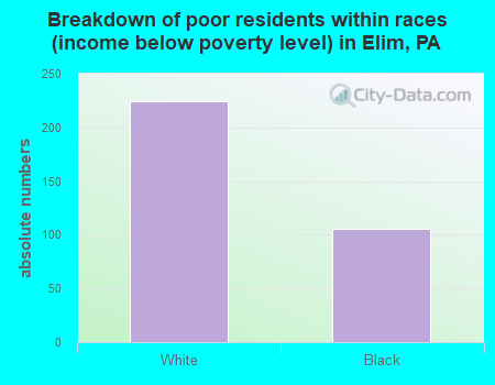 Breakdown of poor residents within races (income below poverty level) in Elim, PA