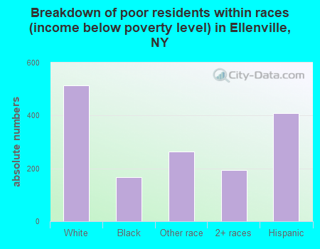 Breakdown of poor residents within races (income below poverty level) in Ellenville, NY