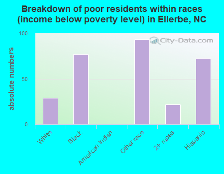 Breakdown of poor residents within races (income below poverty level) in Ellerbe, NC