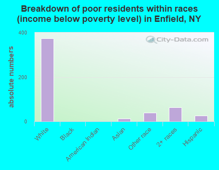 Breakdown of poor residents within races (income below poverty level) in Enfield, NY