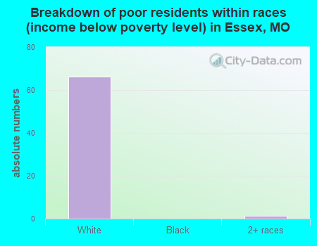 Breakdown of poor residents within races (income below poverty level) in Essex, MO