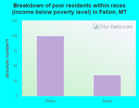 Breakdown of poor residents within races (income below poverty level) in Fallon, MT