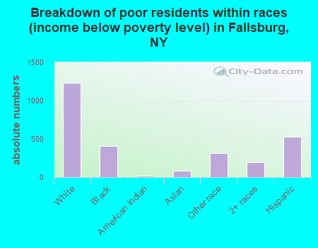Breakdown of poor residents within races (income below poverty level) in Fallsburg, NY
