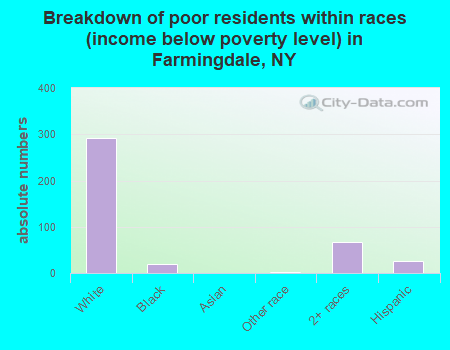 Breakdown of poor residents within races (income below poverty level) in Farmingdale, NY
