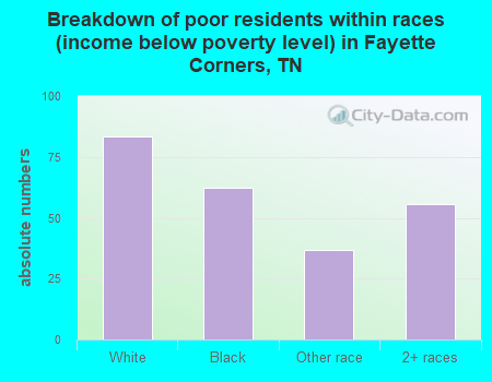 Breakdown of poor residents within races (income below poverty level) in Fayette Corners, TN