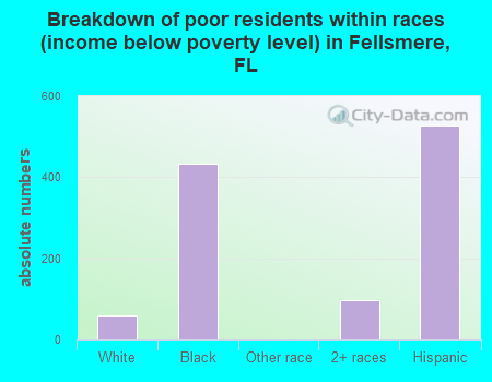 Breakdown of poor residents within races (income below poverty level) in Fellsmere, FL