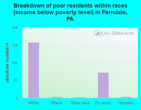 Breakdown of poor residents within races (income below poverty level) in Ferndale, PA